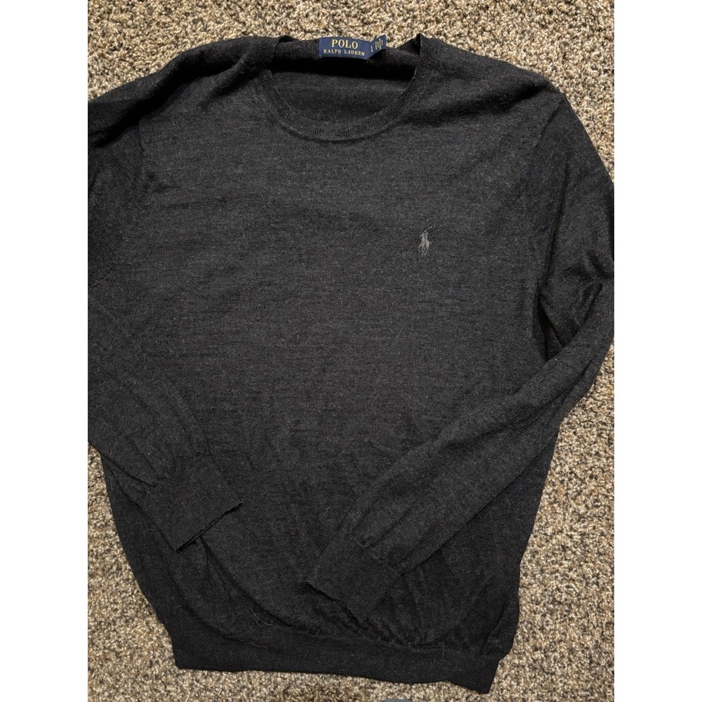 Polo Ralph Lauren  100% Wool Sweater Men's Large Dark Gray Preppy Classic